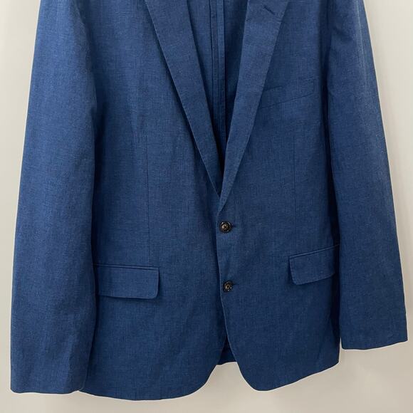 J Crew Men’s 44R Ludlow Slim Fit Unstructured Suit Jacket Cotton Linen Navy Blue - Picture 4 of 10